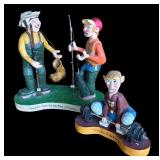 P - Set of 2 Pobbie Crafty Crafts Hand Carved Wooden Sculptures