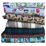 P - Large Collection of Assorted Flannel and Patterned Fabric Pieces