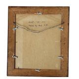 P - Antique Framed Portrait Print of Child with Lace Collar