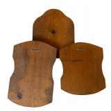 P - Set of 3 Vintage Wooden Wall Plaques with Painted Kitchen Scenes