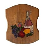 P - Set of 3 Vintage Wooden Wall Plaques with Painted Kitchen Scenes