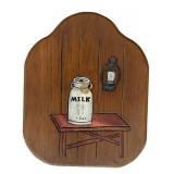 P - Set of 3 Vintage Wooden Wall Plaques with Painted Kitchen Scenes