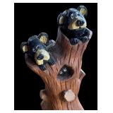 P - Set of 2 Pobbies Crafty Crafts Hand Carved Bear Fishing Sculptures