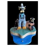 P - Set of 2 Pobbies Crafty Crafts Hand Carved Bear Fishing Sculptures