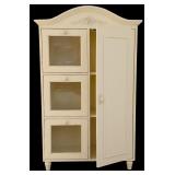 LL - Cream Vintage Cabinet with Glass Cubbies and Floral Trim