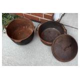G - Two Vintage Cast-Iron Pots with Bail Handles