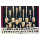 LR - Collection of 25 U.S. Presidents Commemorative Spoons with Display Case