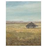 LR - Oil Painting A Prairie Church by Pearl Charlson in Ornate Gold Frame