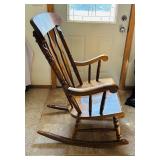LR - Vintage Wooden Rocking Chair with Spindle Back and Armrests