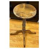 LR - Pair of Vintage Accent Tables - Wood Side Table and Brass Tray Table