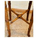 LR - Pair of Vintage Accent Tables - Wood Side Table and Brass Tray Table