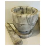 K - Set of 2 Mortar and Pestle Sets, Marble and Ceramic, 4 Inch Tall