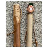 LR - Pair of 60-Inch Decorative Walking Sticks with Carved Handles
