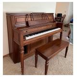 LR - Kohler Console Piano with Bench and Sheet Music Collection