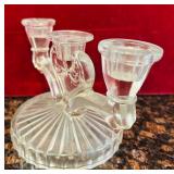 LR - Set of 3 Vintage Art Deco Glass Candle Holders, 5 Inch Tall