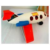 LR - Vintage Fisher-Price Jet, Playskool Postal Station, Shape Sorter, and Dominoes Set