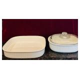 LR - CorningWare French White Stoneware Baking Dish Set with Glass Lid