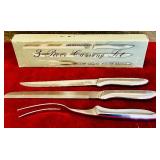 LR - 3-Piece Stainless Steel Carving Set and Silverplate Pasta Server with Boxes