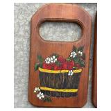 G - Set of 3 Hand-Painted Wood Plaques with Wildlife and Fruit Basket Designs