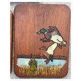 G - Set of 3 Hand-Painted Wood Plaques with Wildlife and Fruit Basket Designs