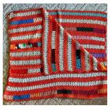 P - Handmade Crochet Blanket 70 x 38 Inches with Striped Multi-Color Pattern
