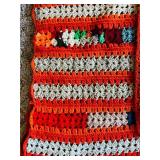 P - Handmade Crochet Blanket 70 x 38 Inches with Striped Multi-Color Pattern