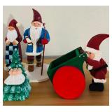 LL - Set of 8 Liberty Court Hand-Carved Wooden Santa Figurines and Trees