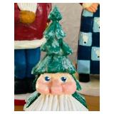LL - Set of 8 Liberty Court Hand-Carved Wooden Santa Figurines and Trees
