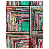 P - Handmade Vintage Multicolor Hooked Rug with Geometric Pattern