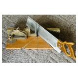 P - Vintage Stanley Miter Box with Back Saw and Adjustable Angle Guide