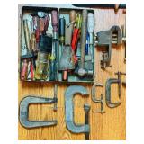S - Large Mixed Lot of Hand Tools, Clamps, Mallets, and Carving Set