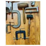 S - Large Mixed Lot of Hand Tools, Clamps, Mallets, and Carving Set