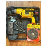 S - DeWalt Corded Drill with Case, Drill Bits, and 3M Paint Stripper Disc