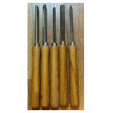 S - Set of 5 Shopsmith Woodturning Lathe Chisels with Wooden Handles