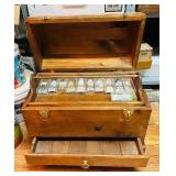 S - Vintage Wooden Artist Paint Box with Assorted Tubes and Storage Drawer