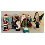LL - Set of 7 Pobbies Crafty Craft Handcrafted Santa and Christmas Tree Figurines