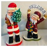 LL - Set of 7 Pobbies Crafty Craft Handcrafted Santa and Christmas Tree Figurines