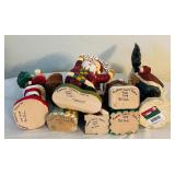 LL - Set of 7 Pobbies Crafty Craft Handcrafted Santa and Christmas Tree Figurines