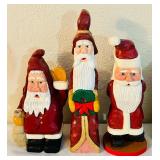 LL - Collection of 8 Pobbies Crafty Crafts Hand Carved Folk Art Santa Figurines and Christmas Tree