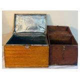 LL - Pair of Vintage Wooden Storage Chests with Metal Lining and Handles