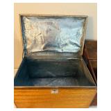 LL - Pair of Vintage Wooden Storage Chests with Metal Lining and Handles