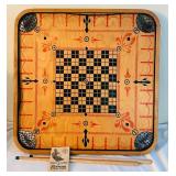 LL - Vintage Carrom Wooden Game Board with Accessories and Rules Booklet