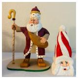 LL - Collection of 6 Handcrafted Wooden Santa Figurines, 7 Inch Tall