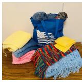 LL - Handmade Knitted Blanket with Scarves and Yarn Supplies