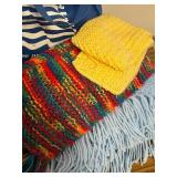 LL - Handmade Knitted Blanket with Scarves and Yarn Supplies