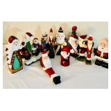 LL - Set of 11 Handcrafted Santa Claus Figurines, Tallest 8 Inches