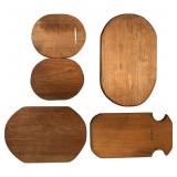 LL - Set of 5 Hand-Painted Wooden Wall Plaques and Tray