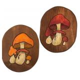 LL - Set of 5 Hand-Painted Wooden Wall Plaques and Tray