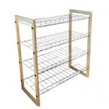 LL - Metal Wire Shelf Rack with Wood Frame