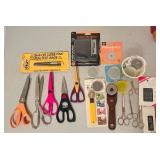 LL - Mixed Sewing and Cutting Tools Lot with Scissors, Rotary Cutters, Sharpeners, and Needles